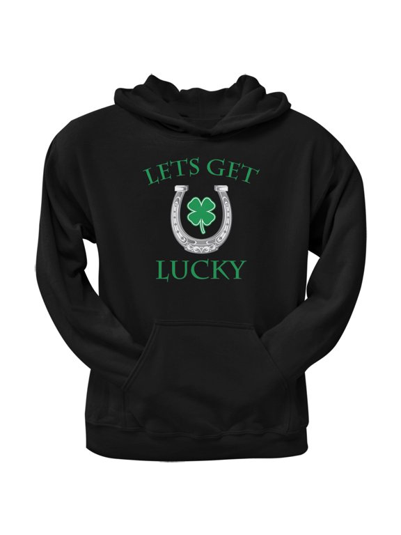 Mens St. Patricks Day Lets Get Lucky Long Sleeve Graphic Hoodie