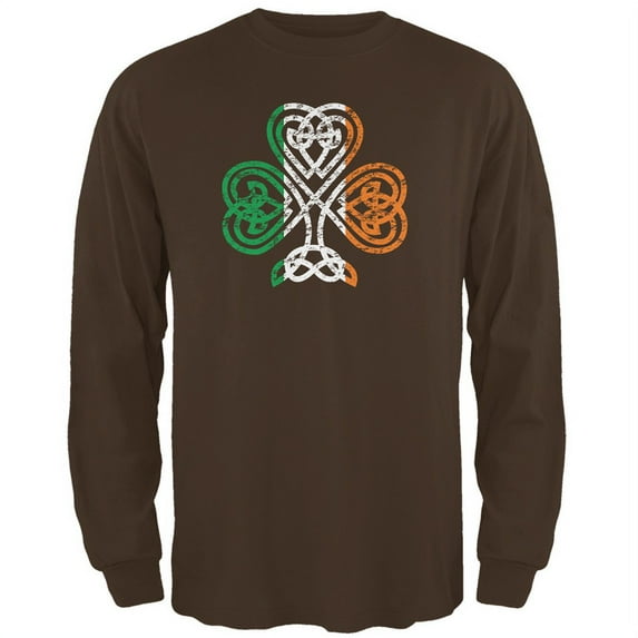 Old Glory Mens St. Patricks Day Shamrock Knot Long Sleeve Graphic T Shirt