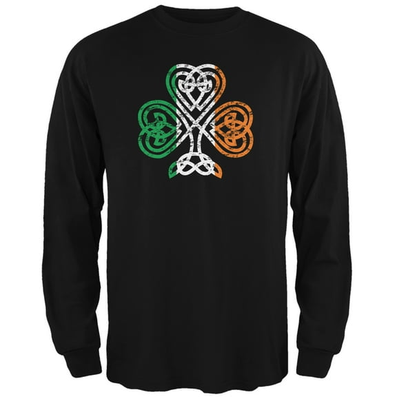 Old Glory Mens St. Patricks Day Shamrock Knot Long Sleeve Graphic T Shirt