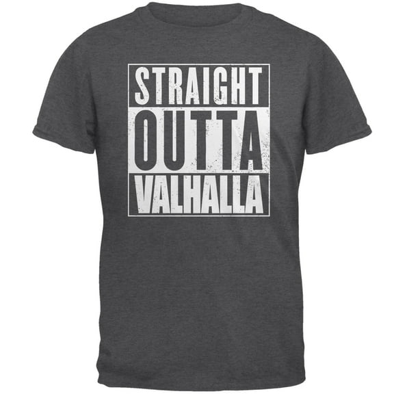 Old Glory Mens Straight Outta Valhalla VIking Valkyrie Short Sleeve Graphic T Shirt