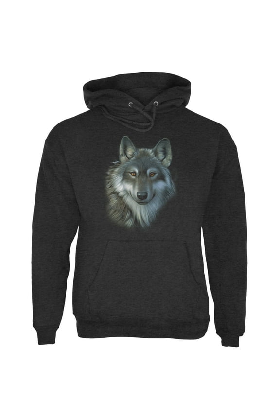 Mens Timber Wolf Face Long Sleeve Graphic Hoodie