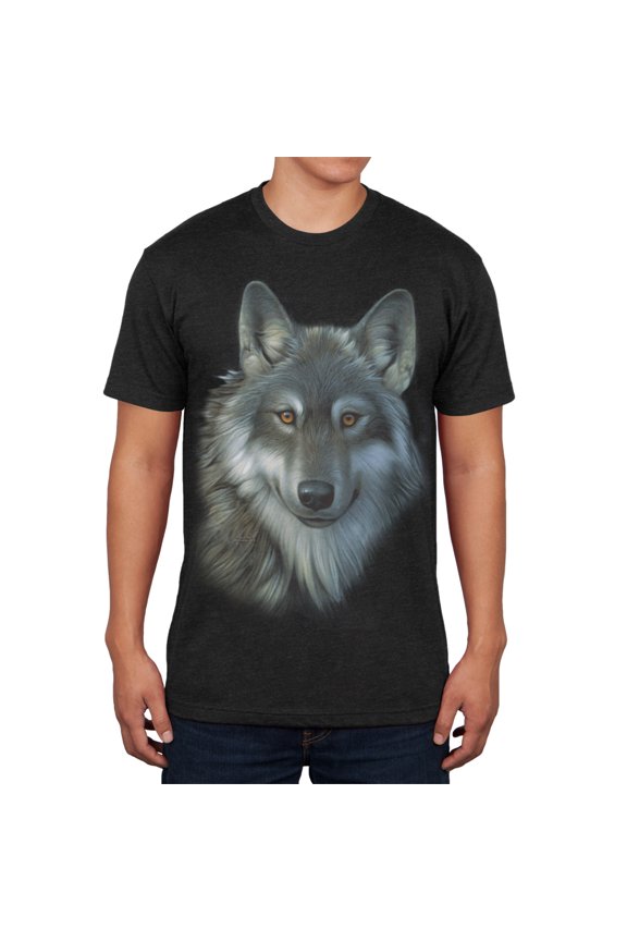 Mens Timber Wolf Face Short Sleeve Graphic T Shirt