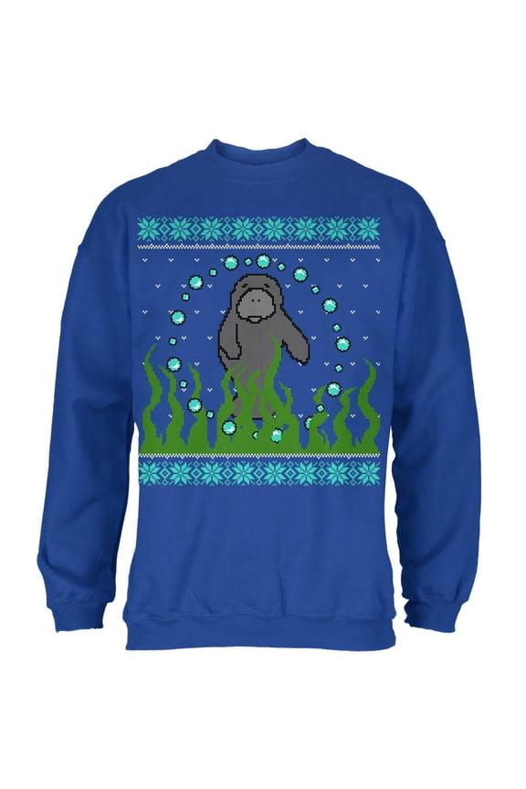 Mens Ugly Christmas Sweater Manatee Floaty Potato Long Sleeve Sweatshirt