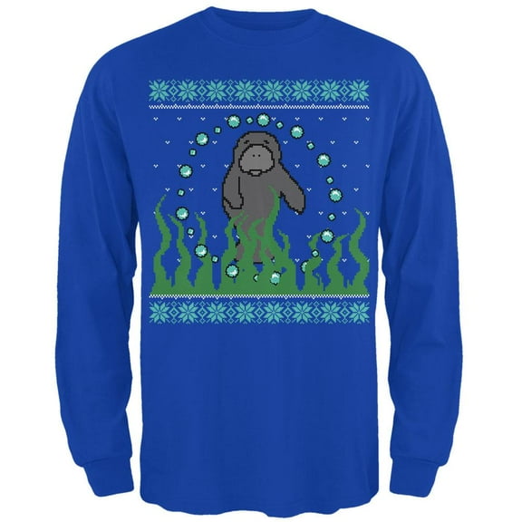 Old Glory Mens Ugly Christmas Sweater Manatee Floaty Potato Long Sleeve T Shirt