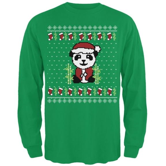 Old Glory Mens Ugly Christmas Sweater Panda Long Sleeve T Shirt
