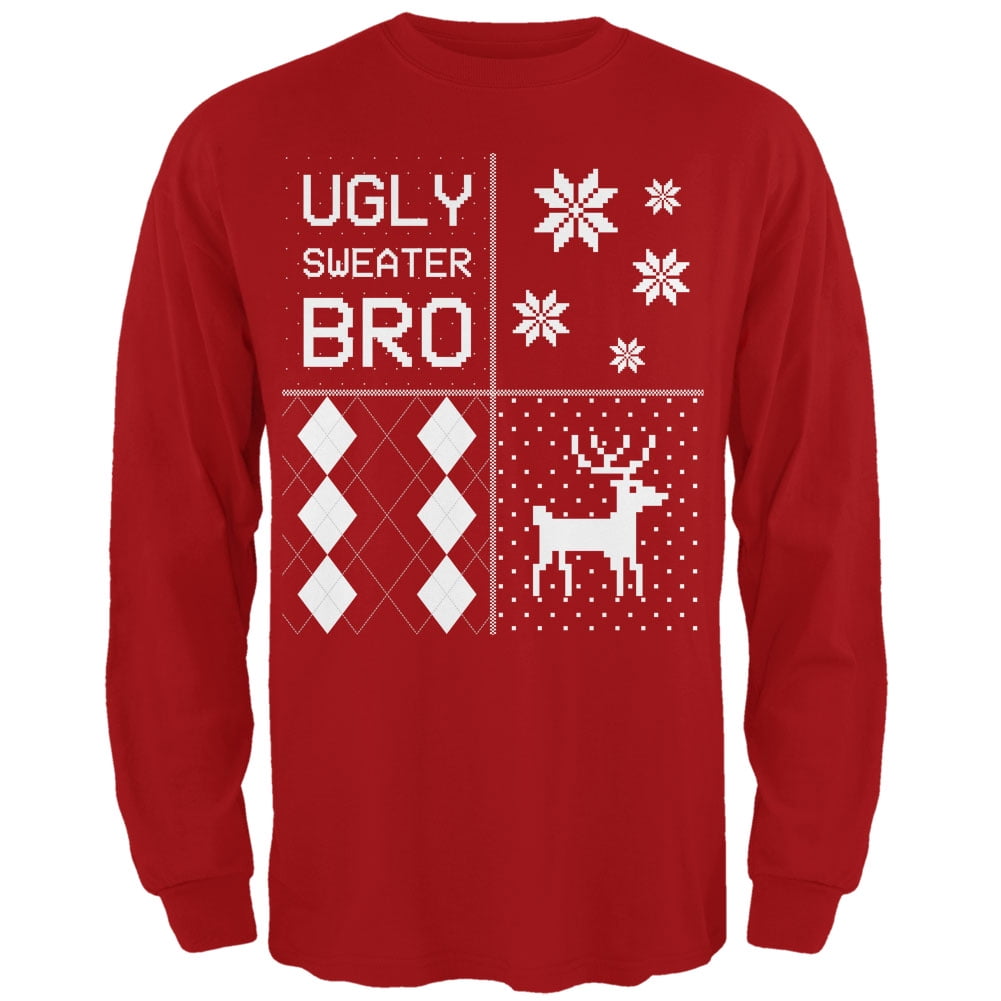 Old Glory Mens Ugly Sweater Bro XMAS Sweater Festive Blocks Long Sleeve