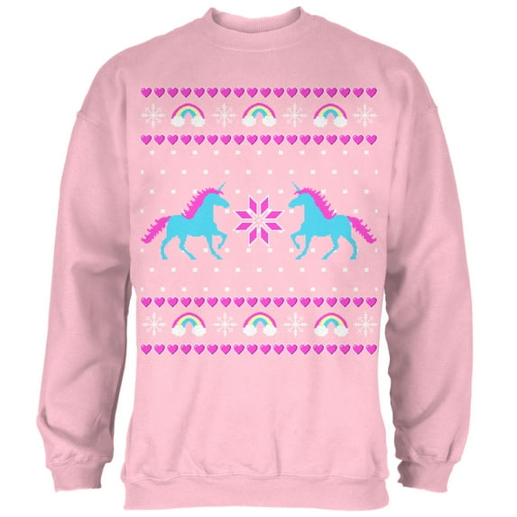 Old Glory Mens Unicorn Rainbow Ugly Christmas Sweater Long Sleeve Sweatshirt