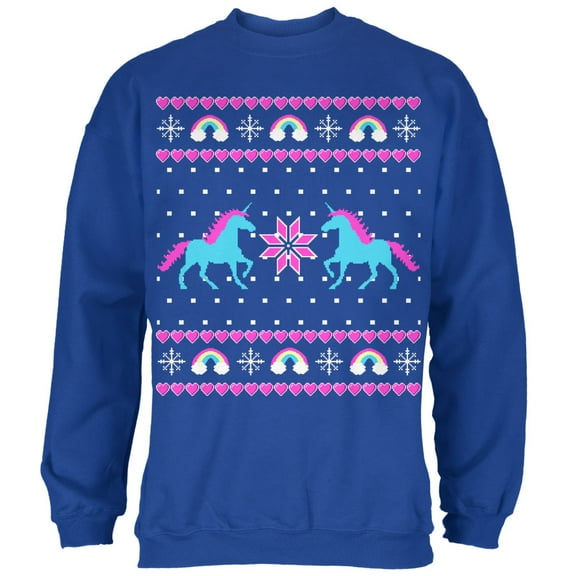 Old Glory Mens Unicorn Rainbow Ugly Christmas Sweater Long Sleeve Sweatshirt