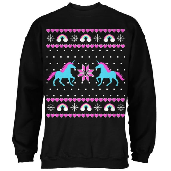 Old Glory Mens Unicorn Rainbow Ugly Christmas Sweater Long Sleeve Sweatshirt