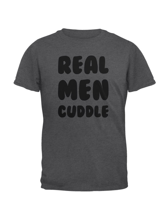 Mens Valentine's Day Real Men Cuddle Short Sleeve Graphic T Shirt