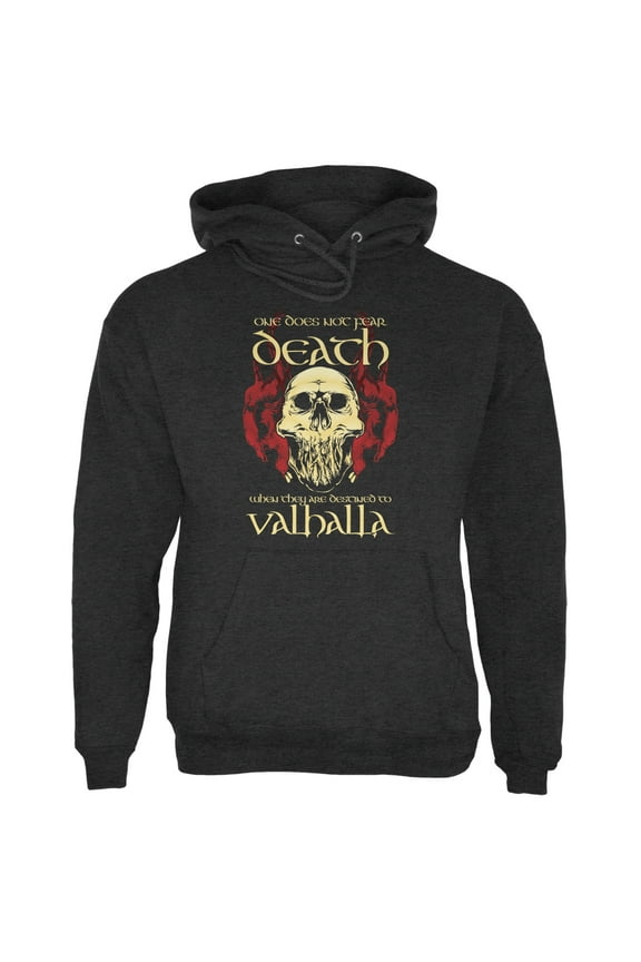 Mens Viking Death Valhalla Long Sleeve Graphic Hoodie