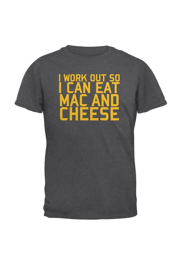 Mens Work Out Eat Mac and Cheese Short Sleeve Graphic T Shirt