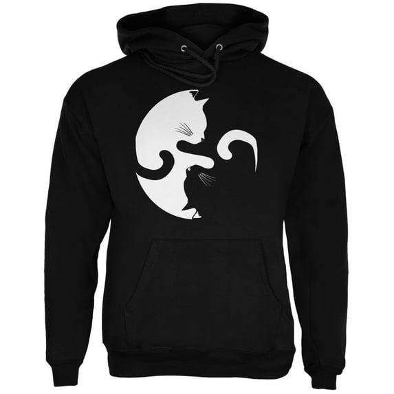 Old Glory Mens Yin Yang Cat Long Sleeve Graphic Hoodie
