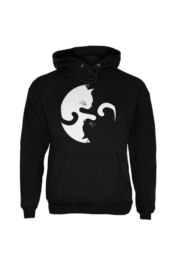 Mens Yin Yang Cat Long Sleeve Graphic Hoodie