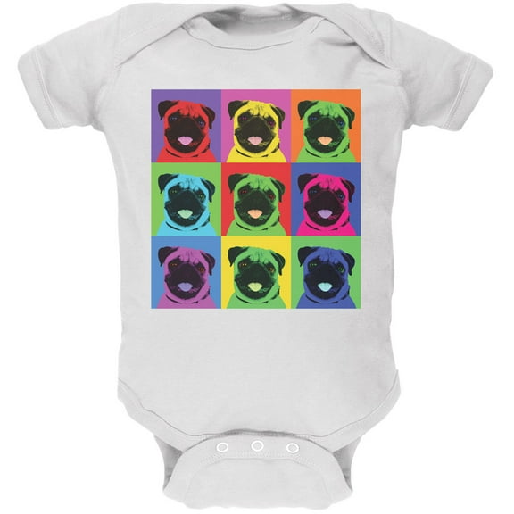 Old Glory Pug Pop Art Repeating Squares Short Sleeve Graphic Baby One Piece