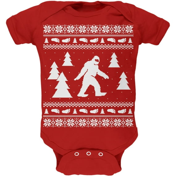 Old Glory Sasquatch Ugly Christmas Sweater Soft Short Sleeve Baby One Piece