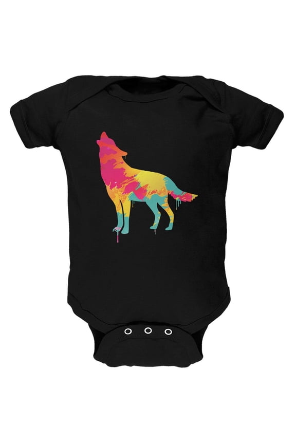 Splatter Wolf Short Sleeve Graphic Baby One Piece