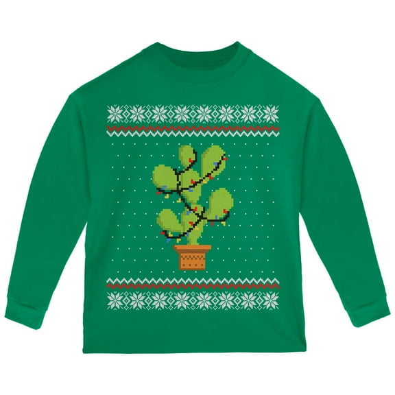 Old Glory Toddler Cactus Prickly Pear Tree Ugly Christmas Sweater Long Sleeve T Shirt