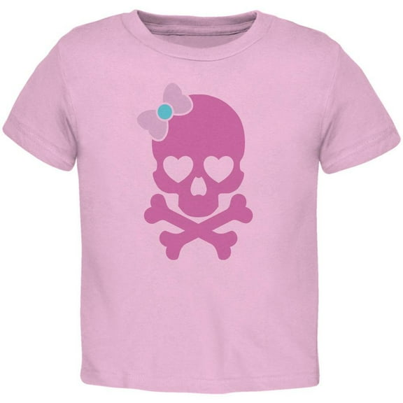 Old Glory Toddler Halloween Pink Skull and Bow Short Sleeve Graphic T Shirt