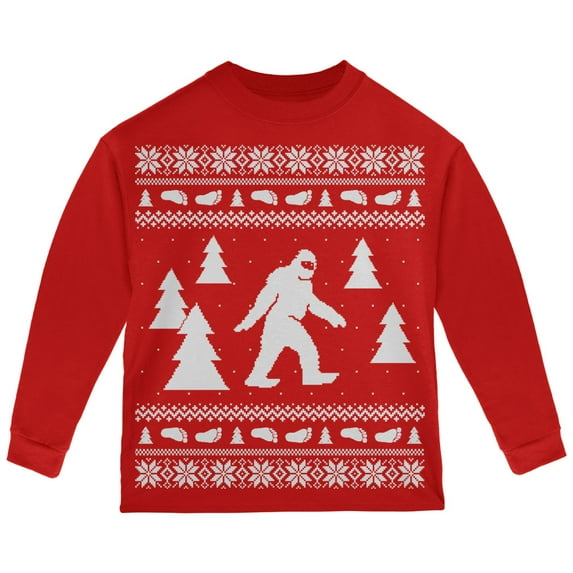 Old Glory Toddler Sasquatch Ugly Christmas Sweater Long Sleeve T Shirt