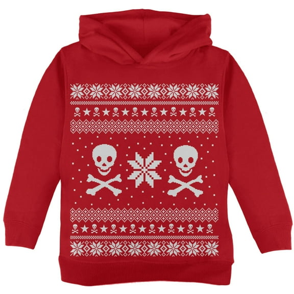 Old Glory Toddler Skull & Crossbones Ugly Christmas Sweater Long Sleeve Hoodie