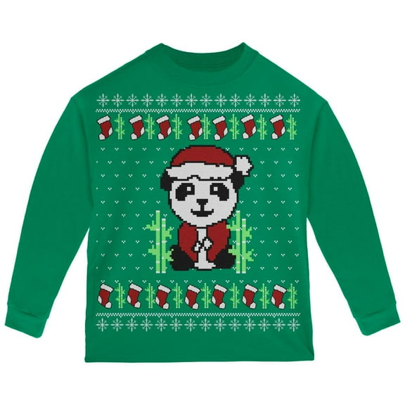 Old Glory Toddler Ugly Christmas Sweater Panda Long Sleeve T Shirt