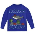 thumbnail image 1 of Old Glory Toddler Ugly Christmas Sweater Shark Santa Hat Long Sleeve T Shirt, 1 of 6