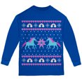 thumbnail image 1 of Old Glory Unicorn Rainbow Ugly Christmas Sweater Youth Long Sleeve T Shirt, 1 of 6