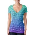 thumbnail image 1 of Old Glory V-Neck Short Sleeve Mermaid Scales Cottton, T-Shirt (Women's), 1 of 2