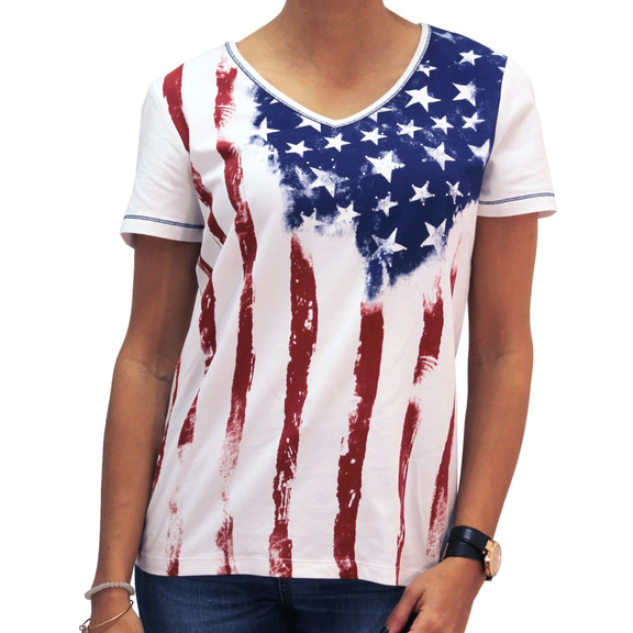Old Glory V-neck Ladies Tie Dye Top
