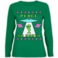 thumbnail image 1 of Old Glory Womens Alien Peace on Earth Ugly Christmas Sweater Long Sleeve T Shirt, 1 of 6