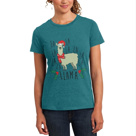 Old Glory Womens Christmas Fa La Llama Short Sleeve Soft Heather T Shirt