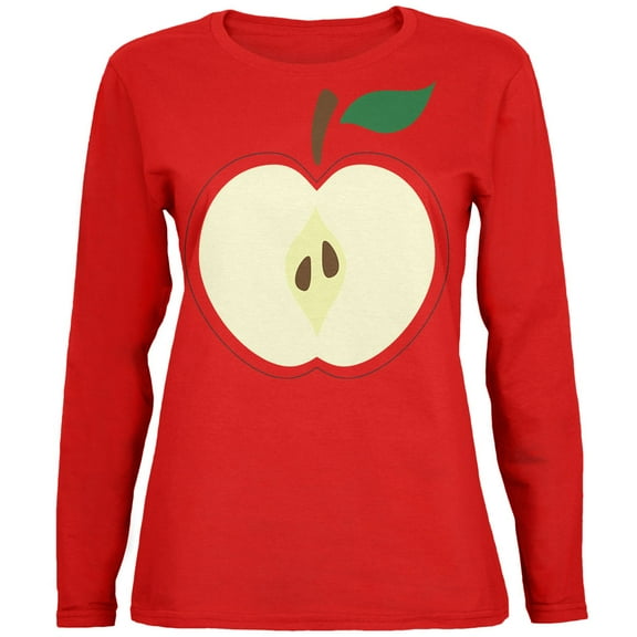Old Glory Womens Halloween Apple Slice Costume Long Sleeve Graphic T Shirt