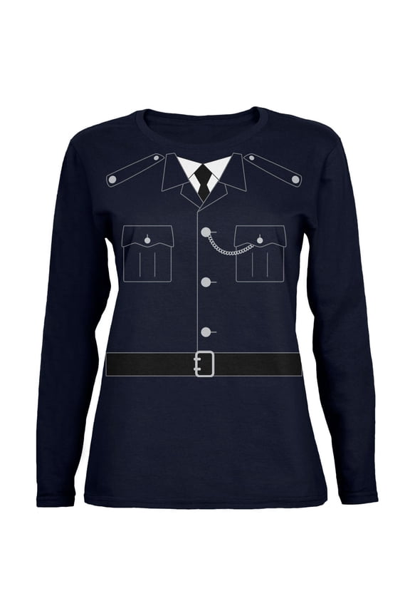 Womens Halloween British Bobby Copper Police Costume Long Sleeve T Shirt