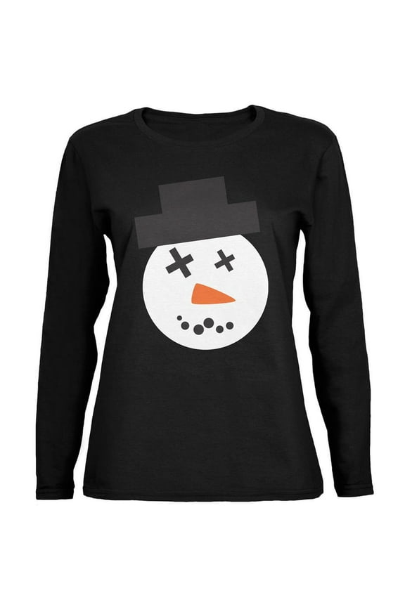 Womens Snowman Face Ugly Christmas Sweater Long Sleeve T Shirt