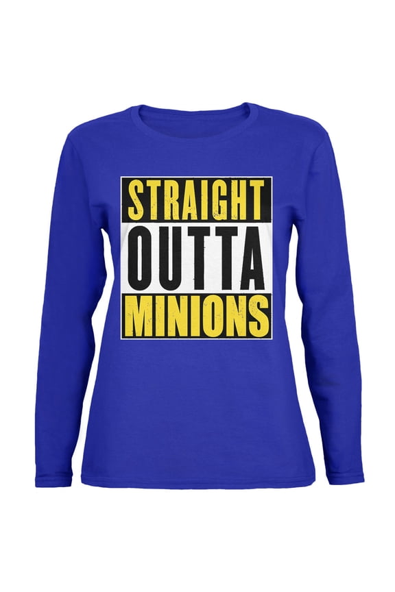 Womens Straight Outta Minions Long Sleeve Graphic T Shirt