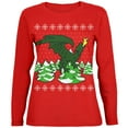 thumbnail image 1 of Old Glory Womens Ugly Christmas Sweater Dragon Winter Long Sleeve T Shirt, 1 of 6