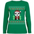 thumbnail image 1 of Old Glory Womens Ugly Christmas Sweater Panda Long Sleeve T Shirt, 1 of 5