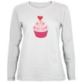 thumbnail image 1 of Old Glory Womens Valentine's Day Heart Cupcake Long Sleeve Graphic T Shirt, 1 of 6