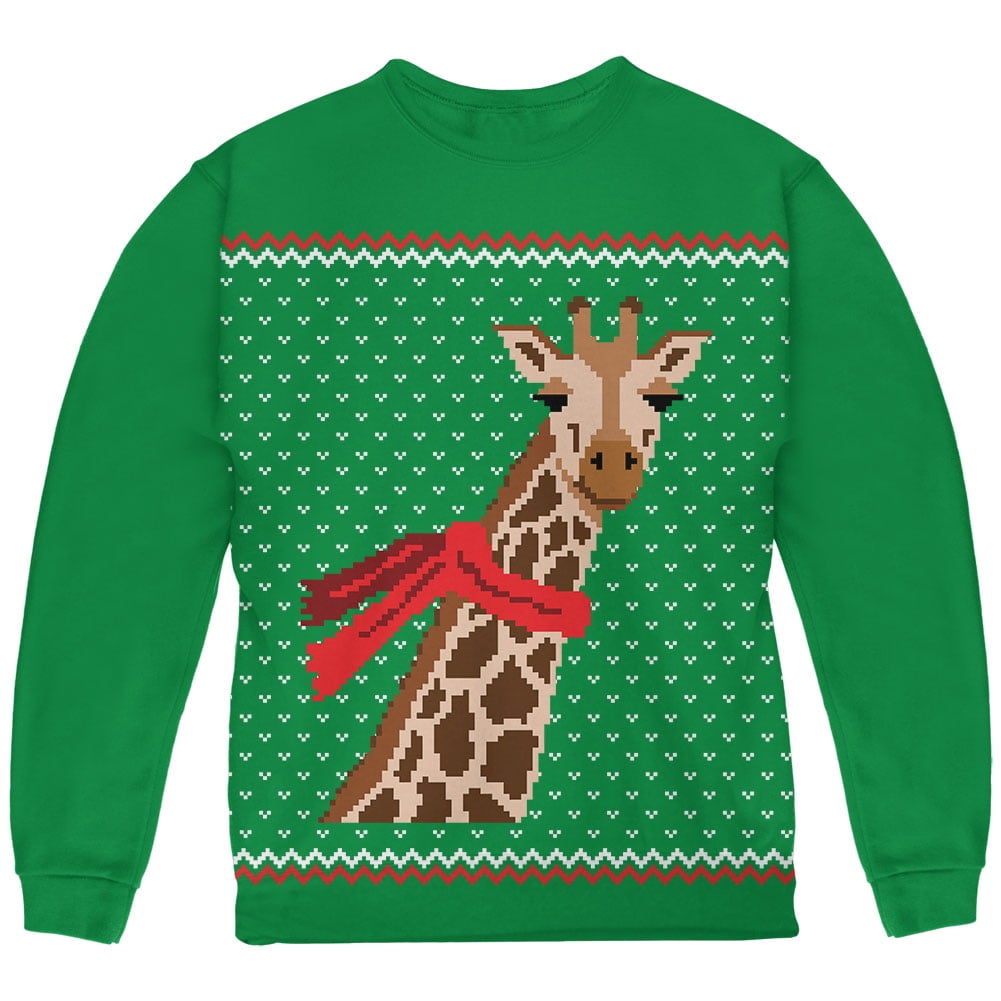 Old Glory Youth Big Giraffe Scarf Ugly Christmas Sweater Long Sleeve