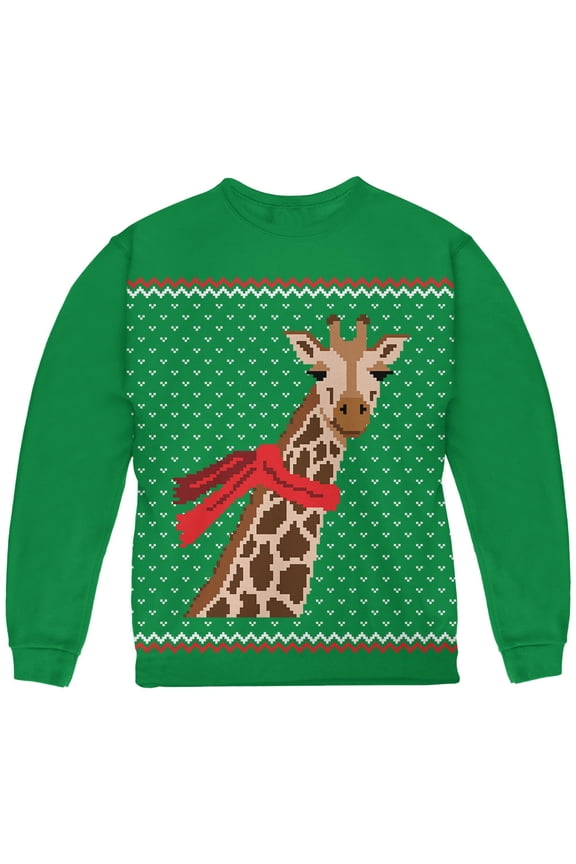 Youth Big Giraffe Scarf Ugly Christmas Sweater Long Sleeve Sweatshirt