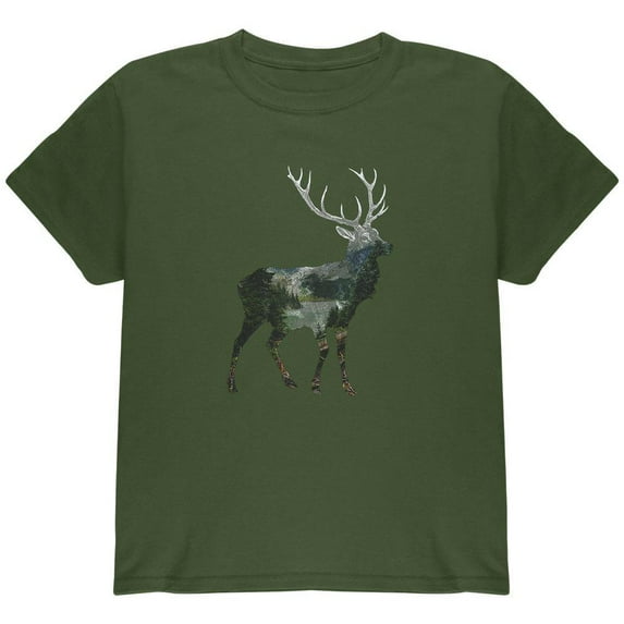Old Glory Youth Deer Forest Nature Hiking Hunting Short Sleeve Graphic T Shirt