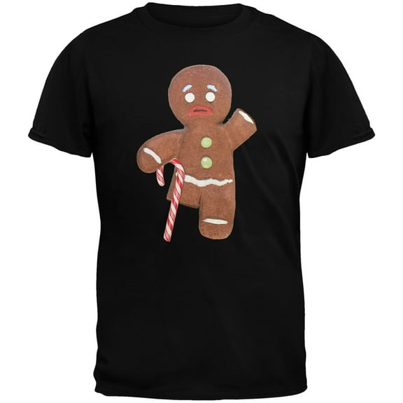 Old Glory Youth Ginger Bread Man With Candy Cane Crutch Short Sleeve T Shirt