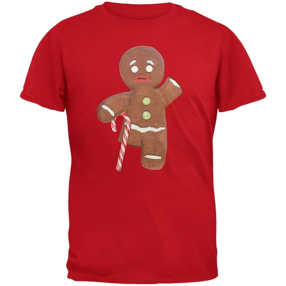 Old Glory Youth Ginger Bread Man With Candy Cane Crutch Short Sleeve T Shirt