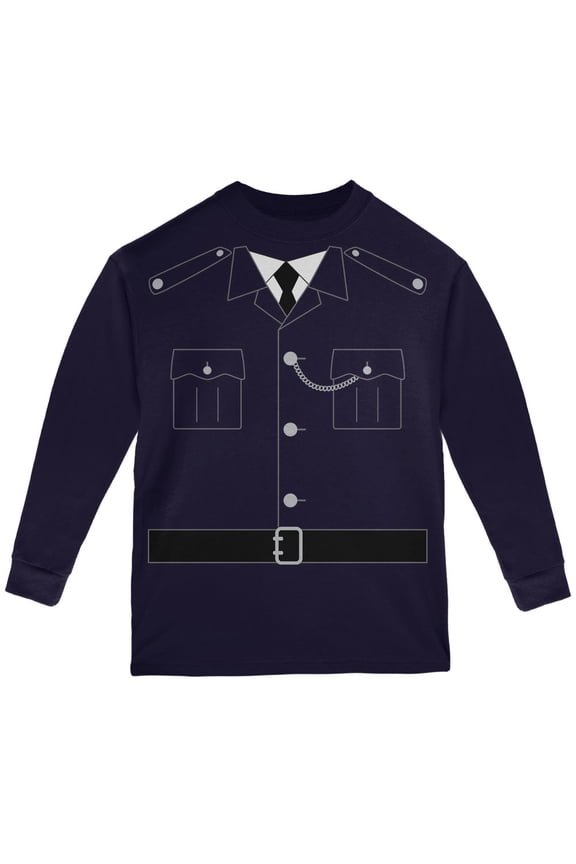 Youth Halloween British Bobby Copper Police Costume Long Sleeve T Shirt