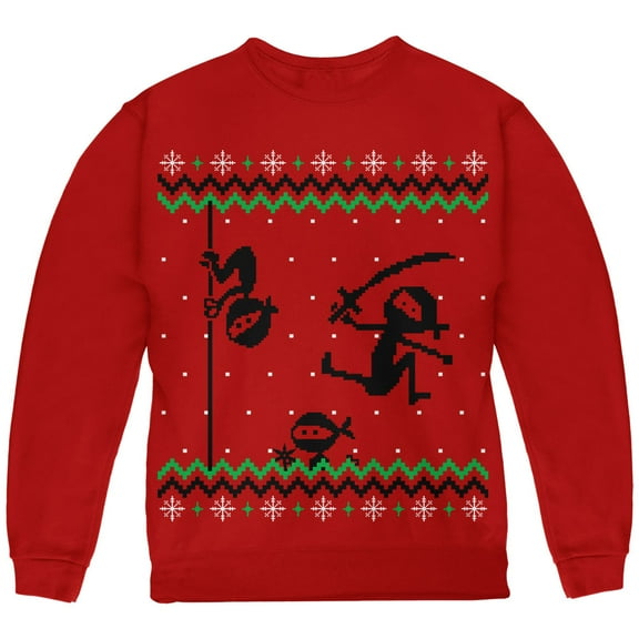 Old Glory Youth Ninja Ninjas Attack Ugly Christmas Sweater Long Sleeve Sweatshirt