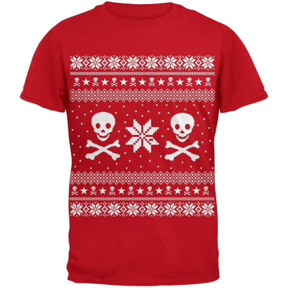 Old Glory Youth Skull & Crossbones Ugly Christmas Sweater Short Sleeve T Shirt