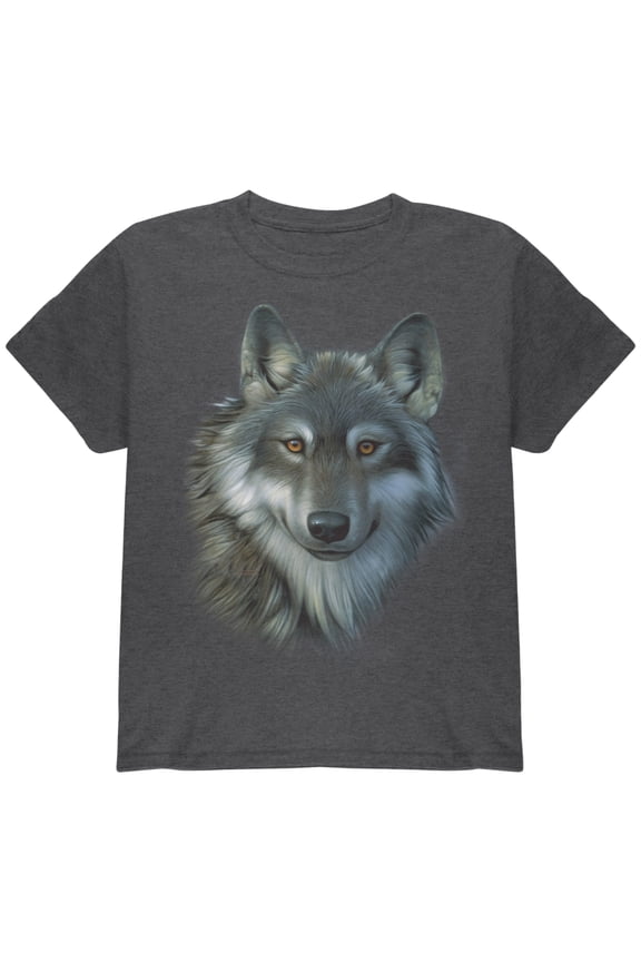 Youth Timber Wolf Face Short Sleeve Graphic T Shirt