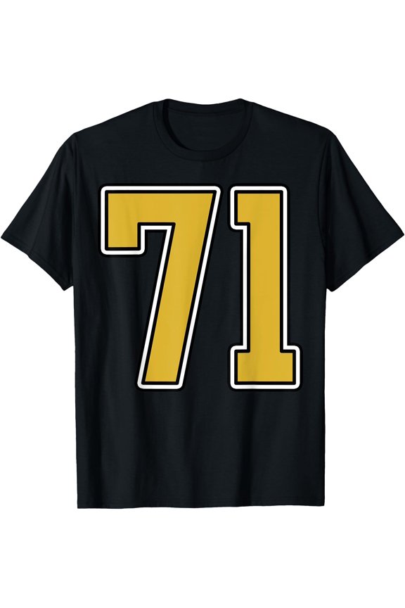 Old Gold Black White Sports Number 71 Uniform Player T-Shirt