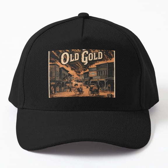 Old Gold Mining Town Baseball Cap, Historic Western Industry Graphic Design, Classic Hat